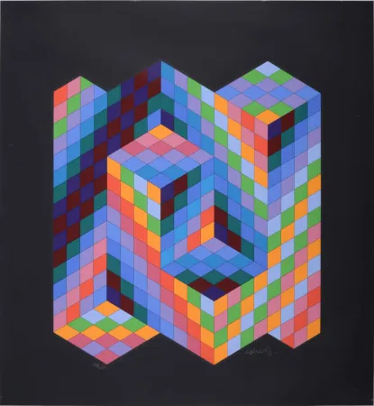 丝网印刷 Vasarely - Vaar, 1988 - Hand-signed!