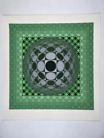 丝网印刷 Vasarely - Vega Green