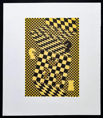 石版画 Vasarely - Victor Vasarely (1906–1997) - ECHIQUIER - Lithograph on BFK Rives paper - 1935