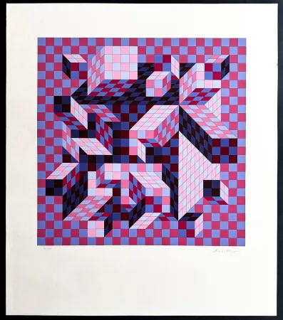 丝网印刷 Vasarely - Victor Vasarely (1906–1997) – Quivar-Na – Color silkscreen on paper – 1977