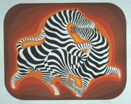 石版画 Vasarely - Zèbre 4
