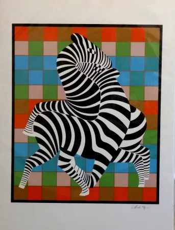 丝网印刷 Vasarely - Zebres
