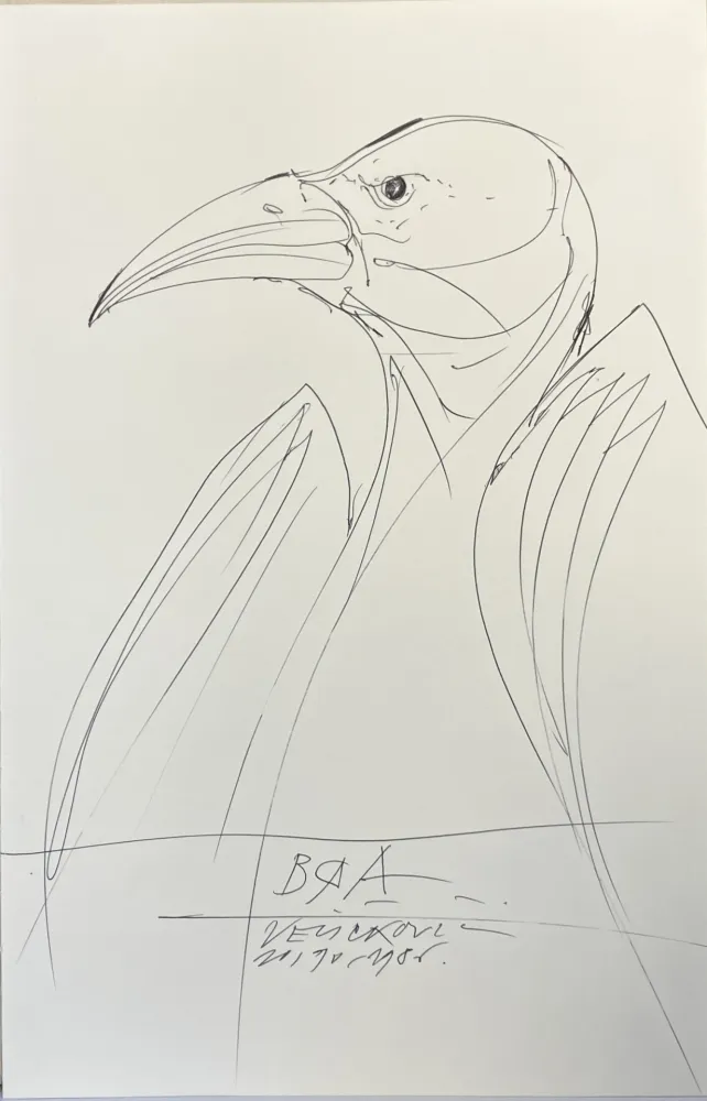 无技术 Velickovic - Dessin au stylo bille, 1986. 