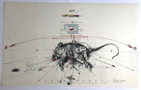 石版画 Velickovic - Expérience / Rat n°20