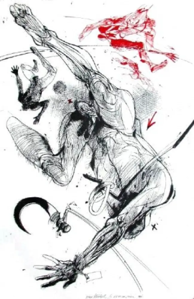 石版画 Velickovic - La serpe