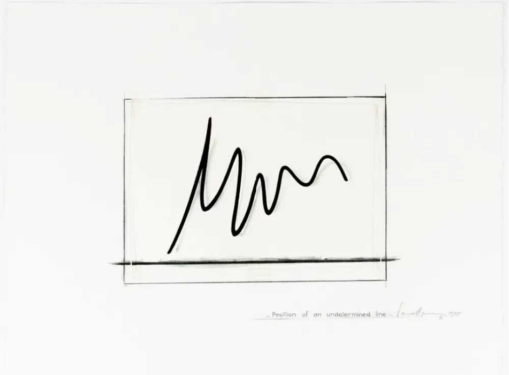 石版画 Venet - Position of an undetermined line