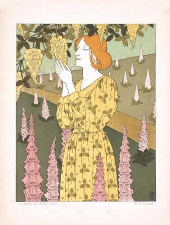 石版画 Verneuil - Cytises et digitales