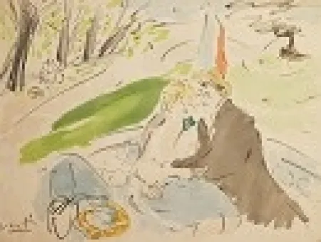 石版画 Vertes - Couple in Park