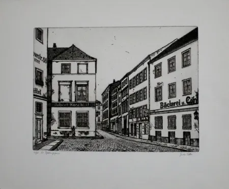 版画 Vetter - Die Sperlingsgasse
