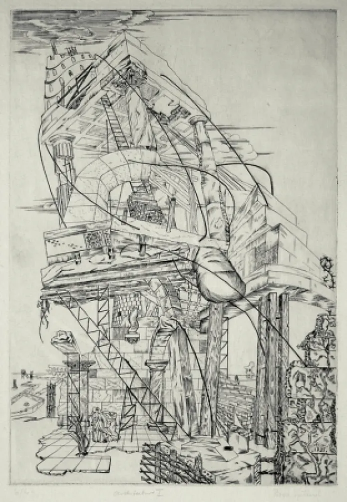版画 Vieillard - Architecture I (Economic Dirigee; The New Deal; The Tower)