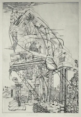版画 Vieillard - Architecture I (Economic Dirigee; The New Deal; The Tower)
