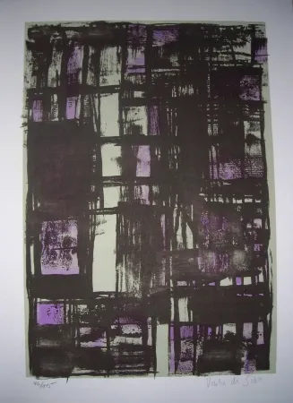 石版画 Vieira Da Silva - Jean Cassou: vingt-deux poèms