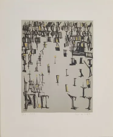 石版画 Vieira Da Silva - Les piétons de Noël 