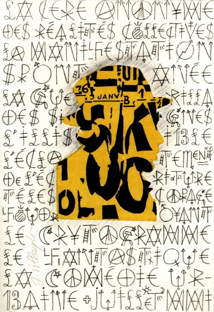 石版画 Villeglé - Autoportrait 