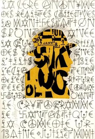 石版画 Villeglé - Autoportrait 