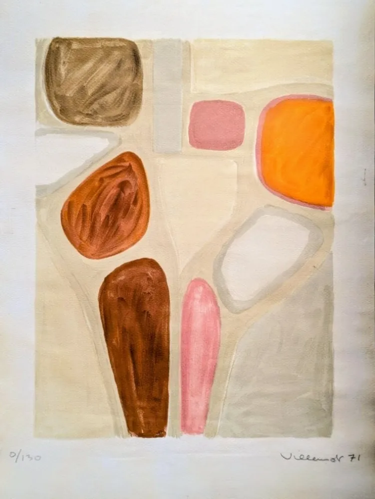 石版画 Villemot - Bernard Villemot - Abstract Shoes - Rare Hand-Signed Original Lithograph, 1971