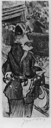 版画 Villon - Bal du moulin rouge:  le garde