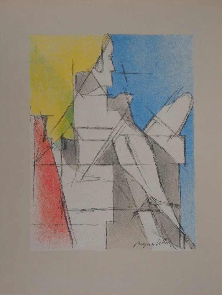 石版画 Villon - Le lecteur