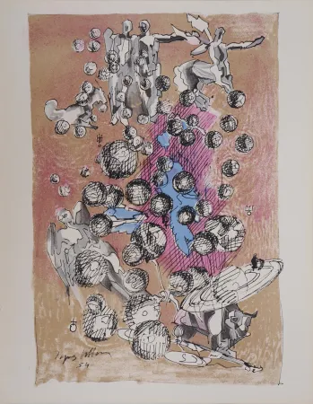 石版画 Villon - Mondes (Mythologie)