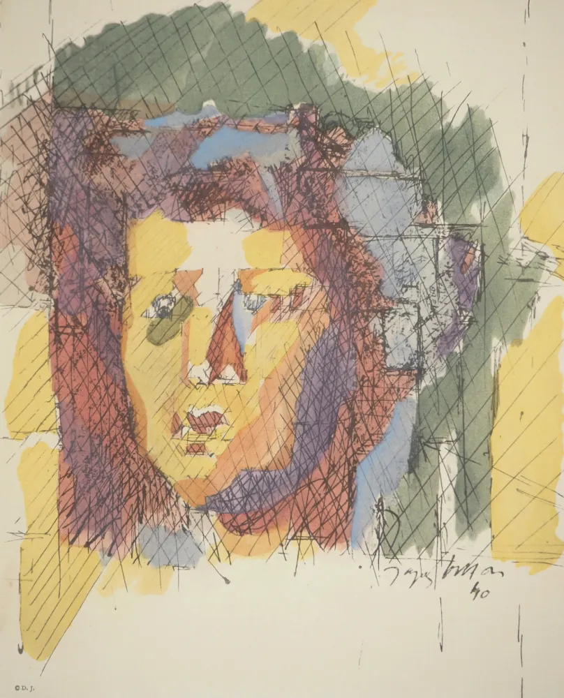 石版画 Villon - Portrait d'homme