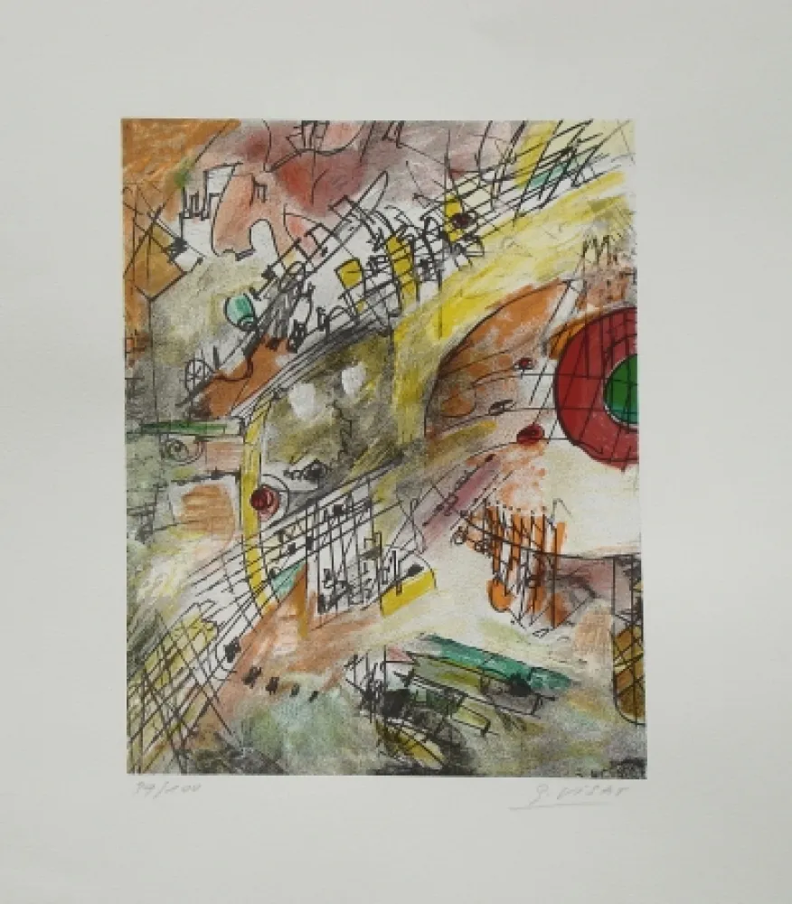 石版画 Visat - Inauguration du stade