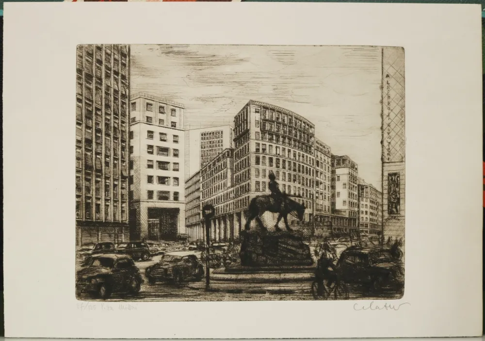 蚀刻版画 Vitale - Piazza Missori - Milano