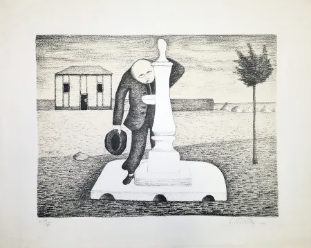 石版画 Viviani - Il bevitore d'acqua