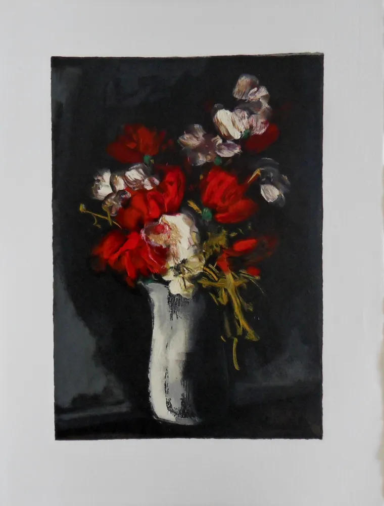 木刻 Vlaminck - Bouquet rouge et blanc