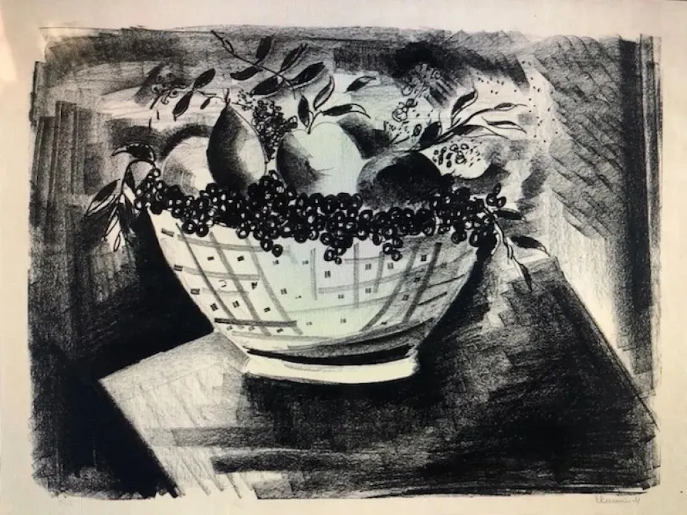 石版画 Vlaminck - Coupe de fruits