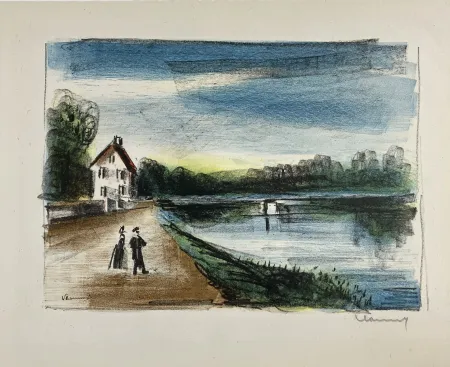 石版画 Vlaminck - Le Pont De L'oise à Mery, 1926