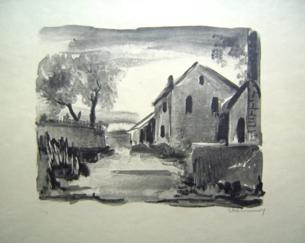 石版画 Vlaminck - Nelle-la-Vallee. Maisons rustiques