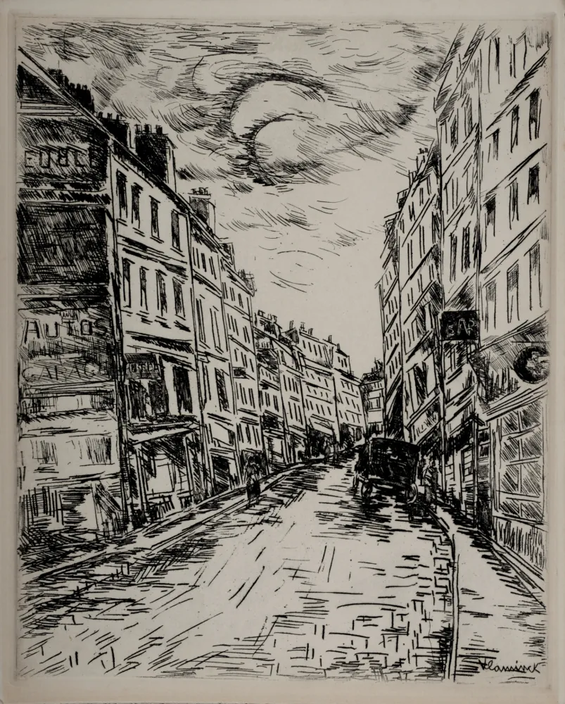 版画 Vlaminck - Paris 1937 : La Montagne Sainte-Geneviève