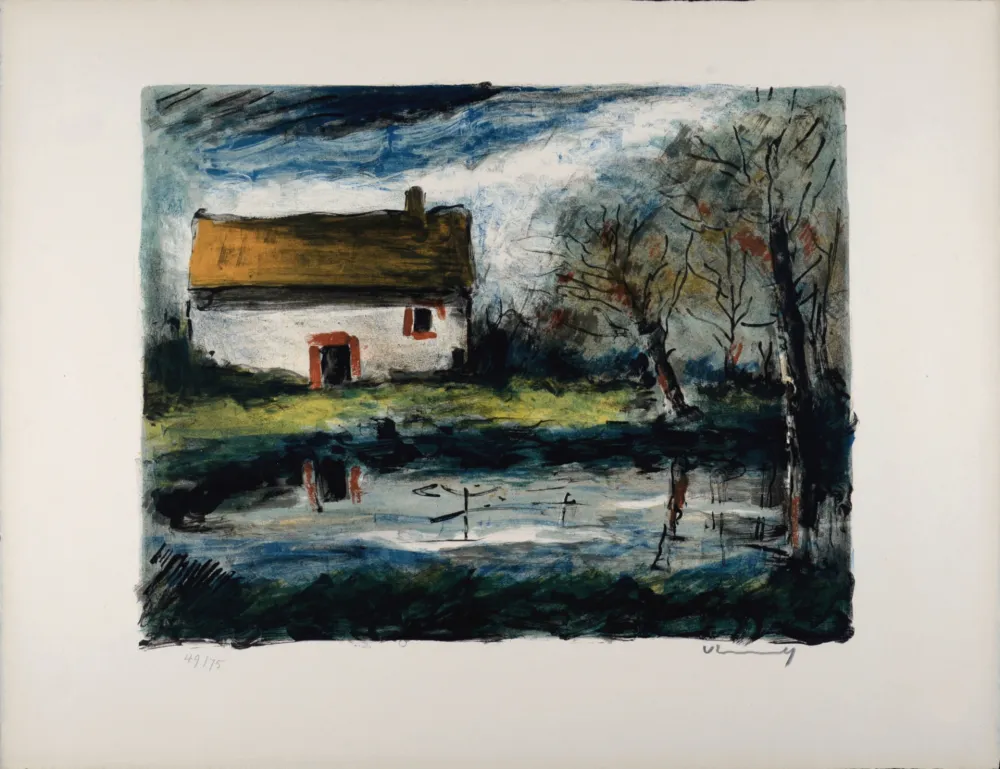 石版画 Vlaminck - Paysage, c. 1955 -  Hand-signed!