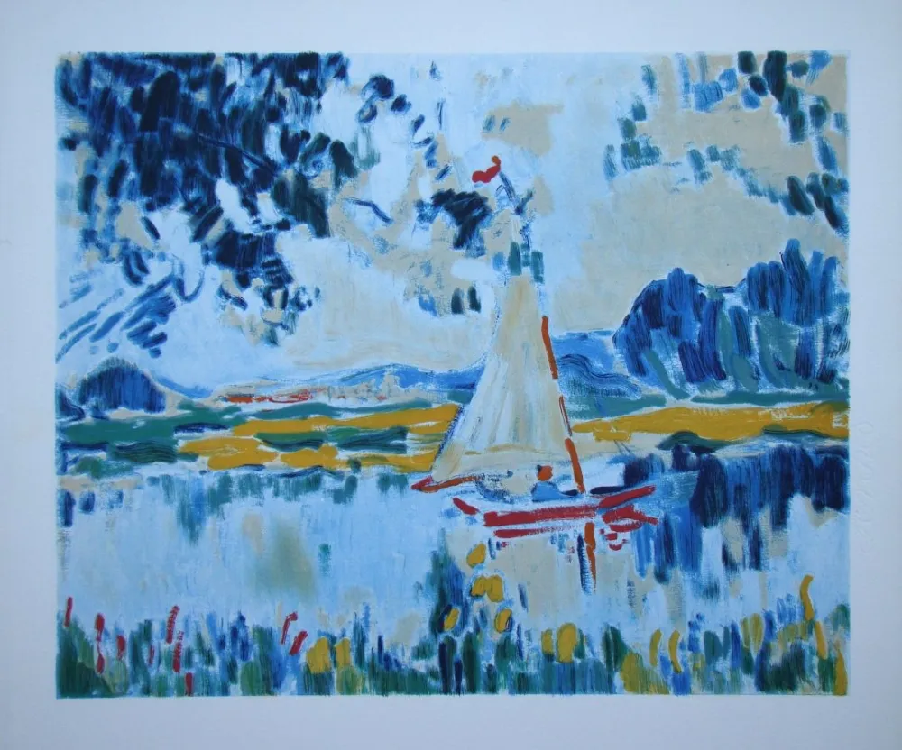 石版画 Vlaminck - Voile sur un lac