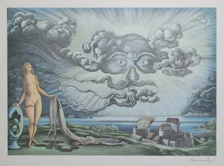 石版画 Von Gugel - Das Wolkengesicht