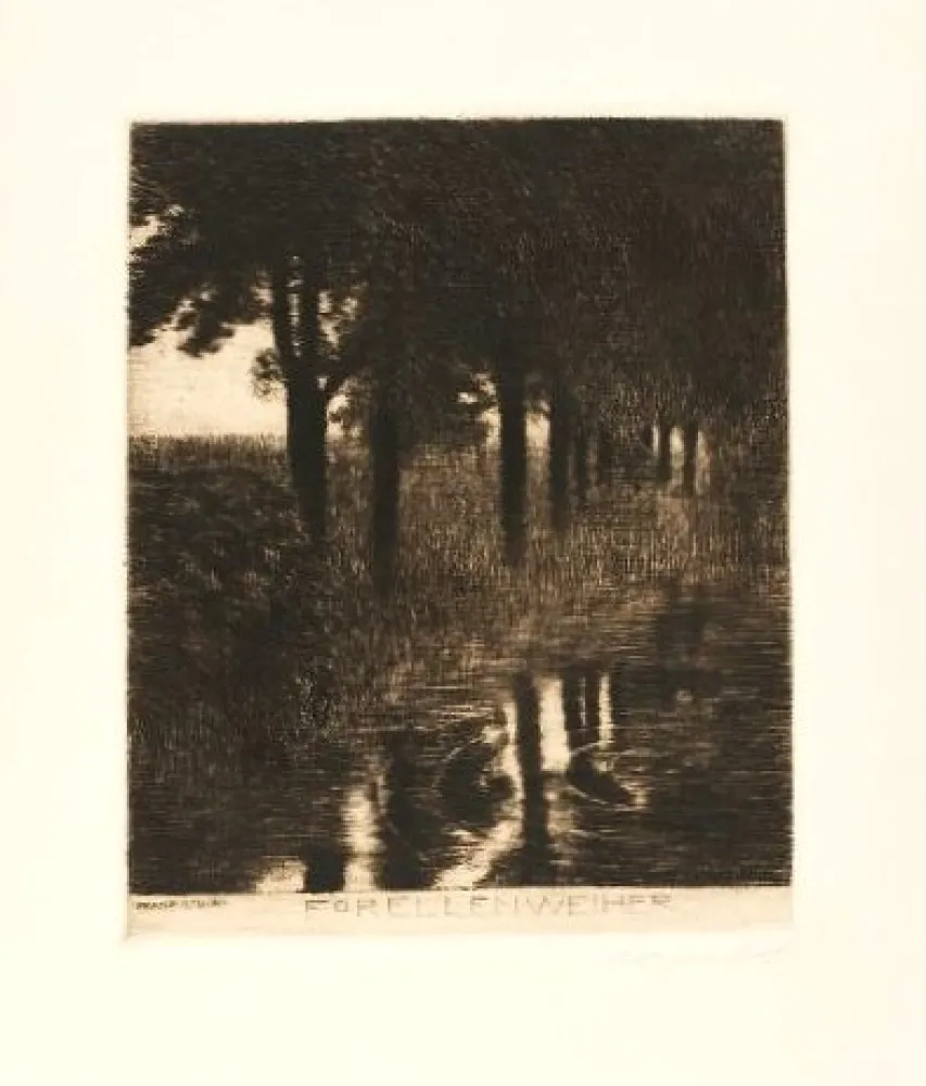 蚀刻版画 Von Stuck - Forellenweiher