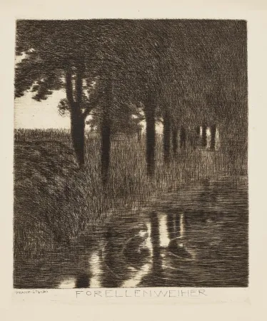 蚀刻版画 Von Stuck - Forellenweiher