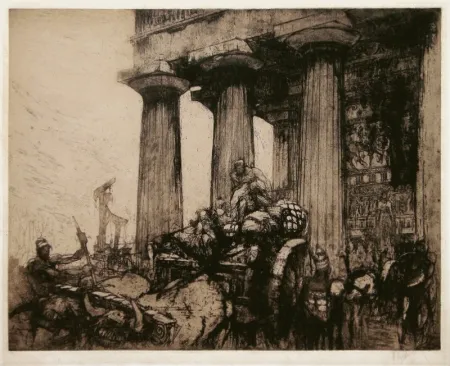 版画 Walcot - Sack of a Sicilian Temple