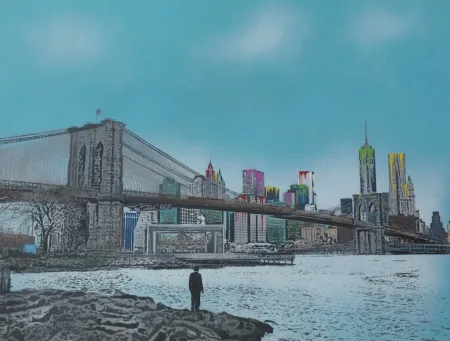 丝网印刷 Walker - The Morning After – Brooklyn Bridge