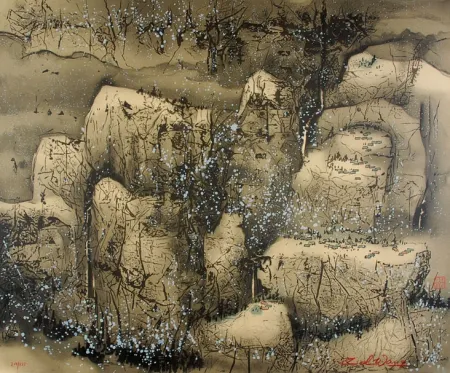 石版画 Wang - Villages in the Snow