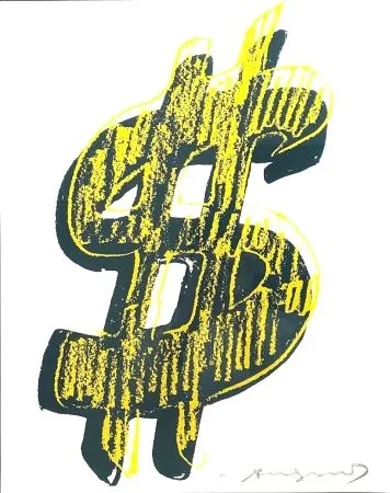 丝网印刷 Warhol - Dollar Sign, Yellow (FS II.278)