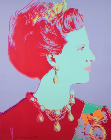丝网印刷 Warhol - Reigning Queens Series, Queen Margrethe II of Denmark (Violet)