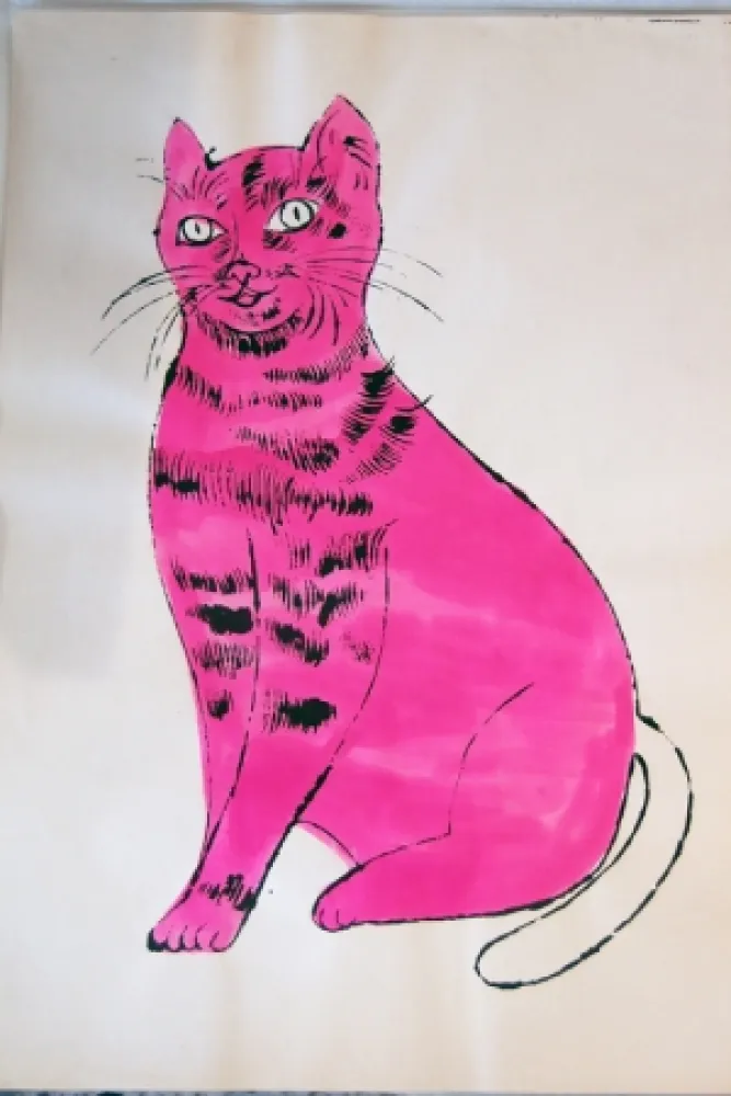 石版画 Warhol - Sam (pink with white tail)
