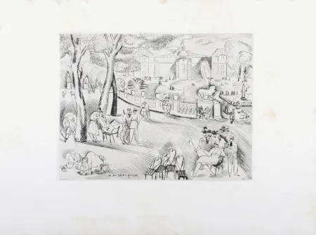 版画 Waroquier - Jardin du Luxembourg