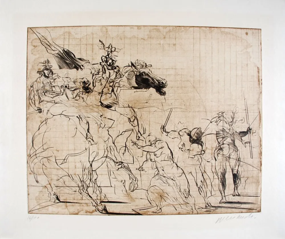 石版画 Weisbuch - Etude pour les Sabines