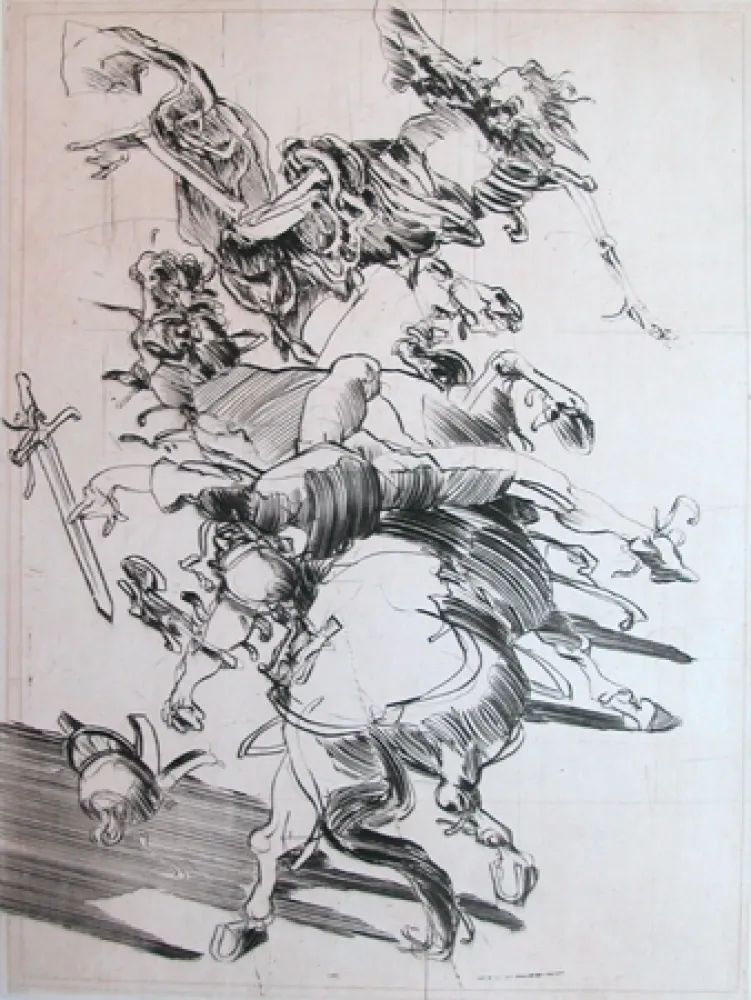 版画 Weisbuch - LA MORT ET LE CAVALIER