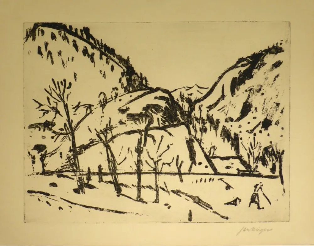 版画 Wiegers  - (Berglandschaft)