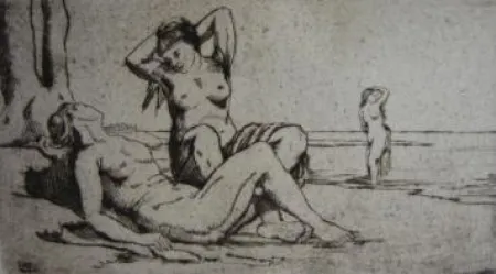 版画 Wilm - Badende Frauen / Bathing Women