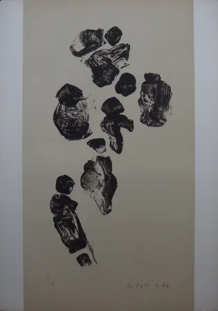 石版画 Witold-K - Personnages sur la route