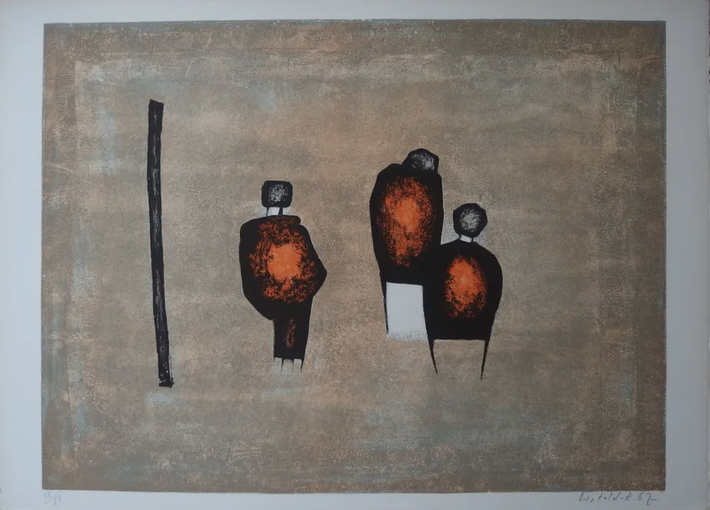 石版画 Witold-K - Trois personnages